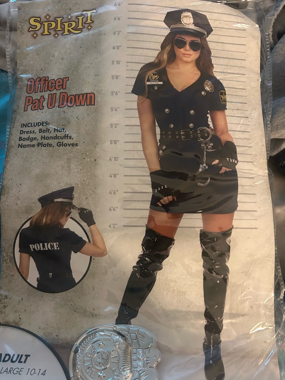 Navy Blue Police Spirit Halloween Costume Womens Officer Pat U down - Picture 1 of 2